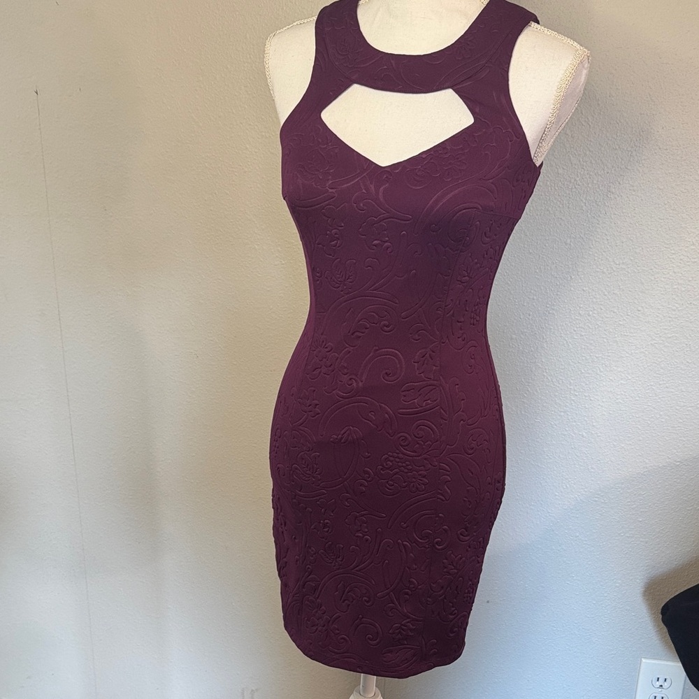 Guess Plum Cut-Out Mini Dress